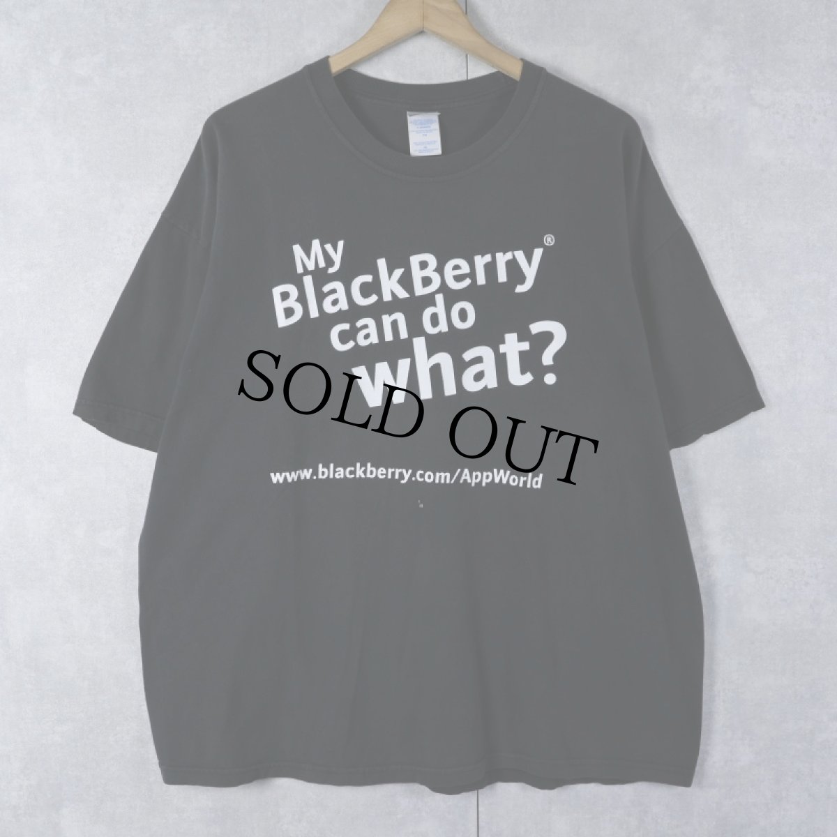 画像1: 2000's BlackBerry "My BlackBerry can do what?" アプリストアプリントTシャツ BLACK XL (1)
