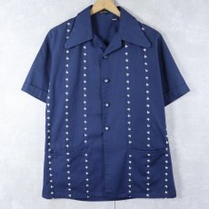 画像1: 70's McGREGOR 刺繍入り オープンカラーシャツ M (1)