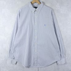 画像1: Ralph Lauren "CLASSIC FIT" ストライプ柄 コットンボタンダウンシャツ SIZE18 (1)