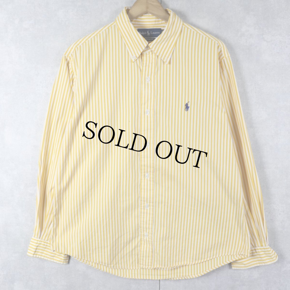 画像1: Ralph Lauren "CUSTOM FIT" ストライプ柄 コットンボタンダウンシャツ L (1)