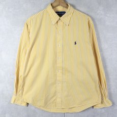 画像1: Ralph Lauren "CUSTOM FIT" ストライプ柄 コットンボタンダウンシャツ L (1)