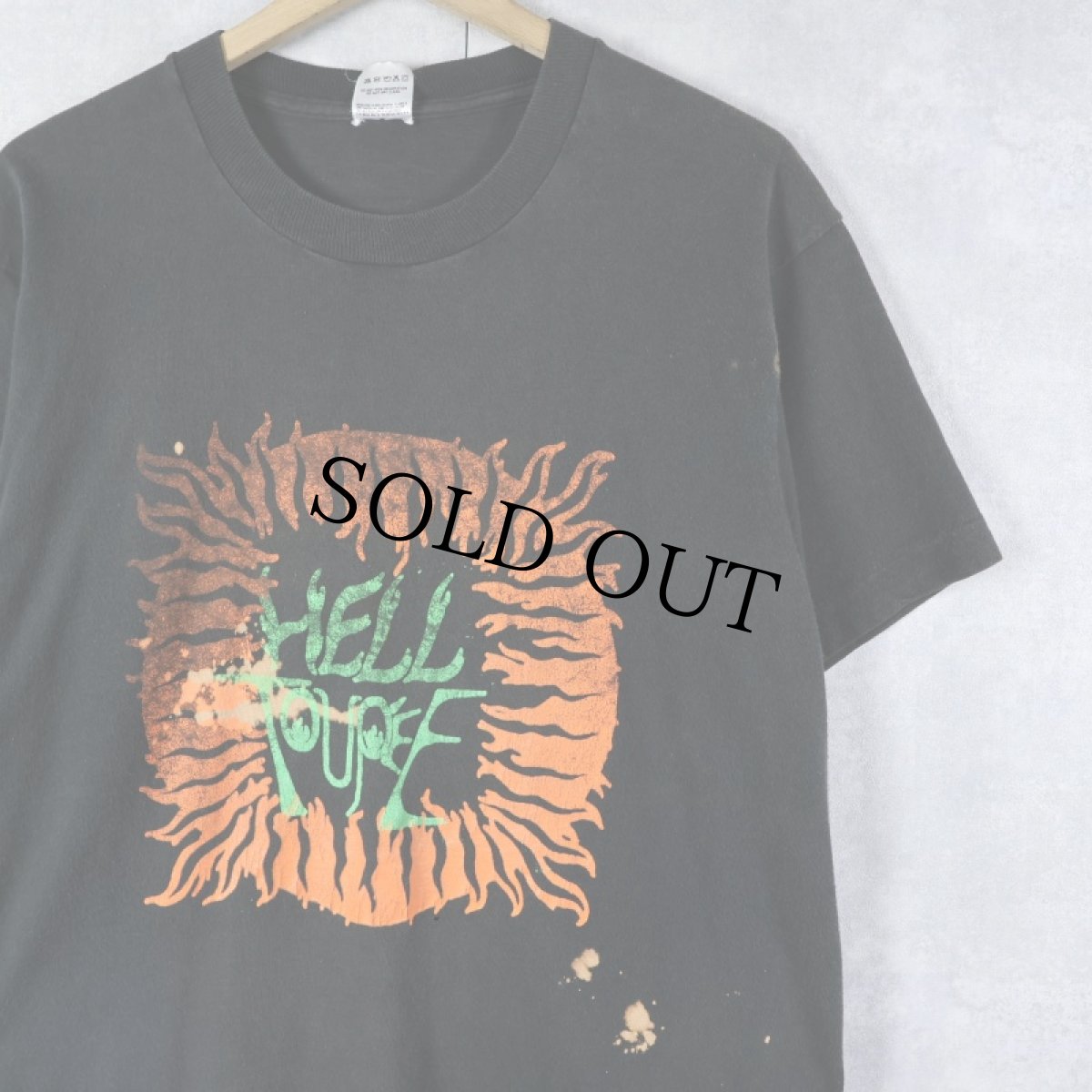 画像1: 90's HELL TOUPEE USA製 パンクバンドTシャツ BLACK L (1)