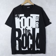 画像1: 90's ONE WAY OUT SHIRT USA製 "My Foot Is On The Rock" メッセージプリントTシャツ BLACK L (1)