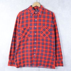 画像1: 80's Dickies チェック柄 プリントネルシャツ M (1)