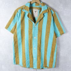 画像1: OAS ストライプ柄 パイルビーチシャツ M (1)