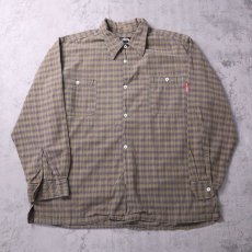 画像1: 80's STUSSY USA製 チェック柄 コットンシャツ XL (1)