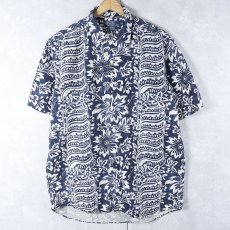 画像1: POLO Ralph Lauren "BONNARD" オールオーバーパターン リネン×コットンハワイアンシャツ M (1)