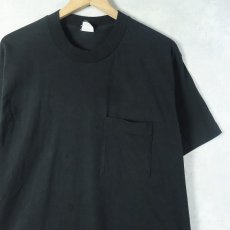 画像1: 90's BVD USA製 無地ポケットTシャツ BLACK XL (1)