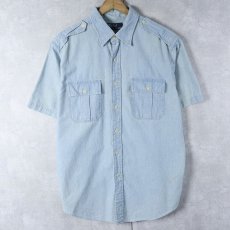 画像1: POLO Ralph Lauren 猫目ボタン シャンブレーシャツ L (1)