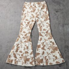 画像1: 牛柄 ベルボトムデニムパンツ W30 (1)