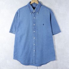 画像1: Ralph Lauren "SLIM FIT" ロゴ刺繍 ボタンダウンシャツ XL (1)