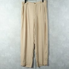 画像2: 50〜60's 柄織 レーヨン混 2タックスラックス W30 (2)