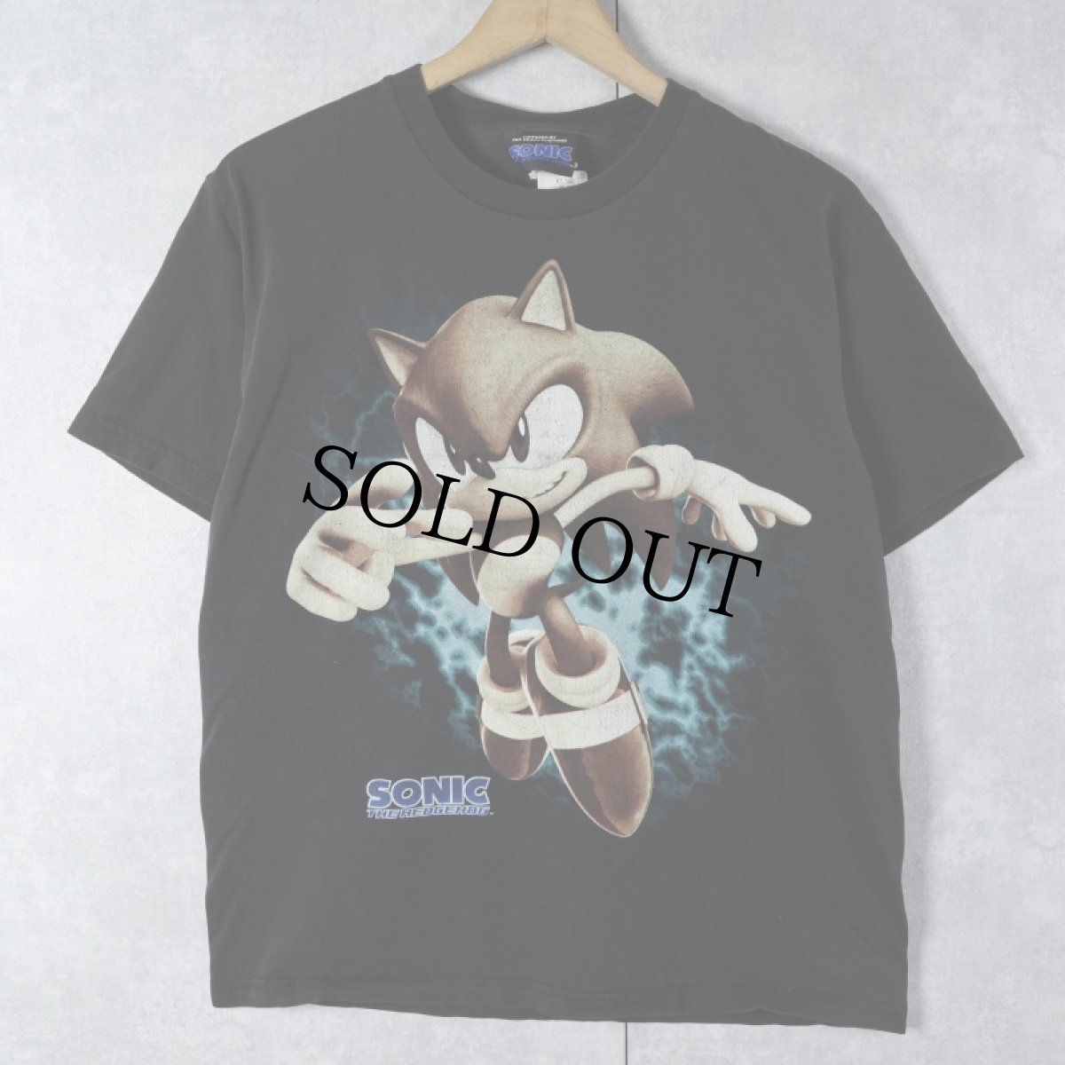 画像1: SONIC ゲームキャラクター プリントTシャツ BLACK XL (1)