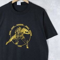 画像1: 80's USA製 "PENN STATE RANGER BERET TESTING" プリントTシャツ BLACK L (1)