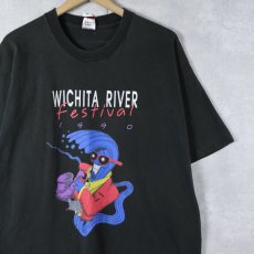 画像1: 90's Wichita River Festival USA製 フェスティバルプリントTシャツ BLACK XL (1)