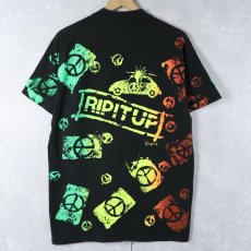 画像2: 90's USA製 "RIP IT UP" ピースマーク プリントTシャツ BLACK L (2)