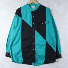 画像1: WESTERN FRONTIER 切り替えデザイン バンドカラー コットンシャツ L (1)