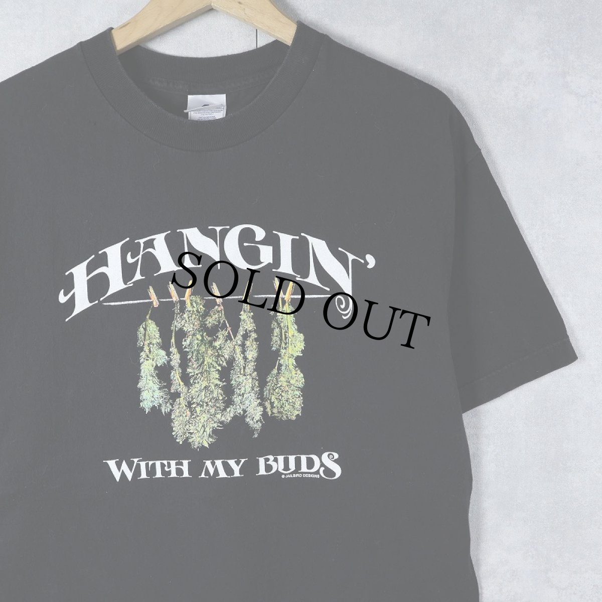 画像1: "HANGIN' WITH MY BUDS" ガンジャプリントTシャツ BLACK L (1)