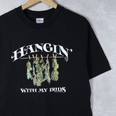 画像1: "HANGIN' WITH MY BUDS" ガンジャプリントTシャツ BLACK L (1)
