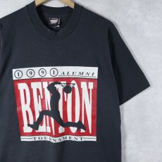 画像1: 90's USA製 "BENTON ALUMNI TOURNAMENT" バスケットボール プリントTシャツ BLACK L (1)