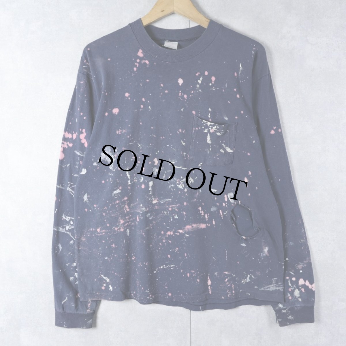 画像2: 70's Ferrari USA製 ペンキペイント ラメプリント ポケットTシャツ NAVY (2)