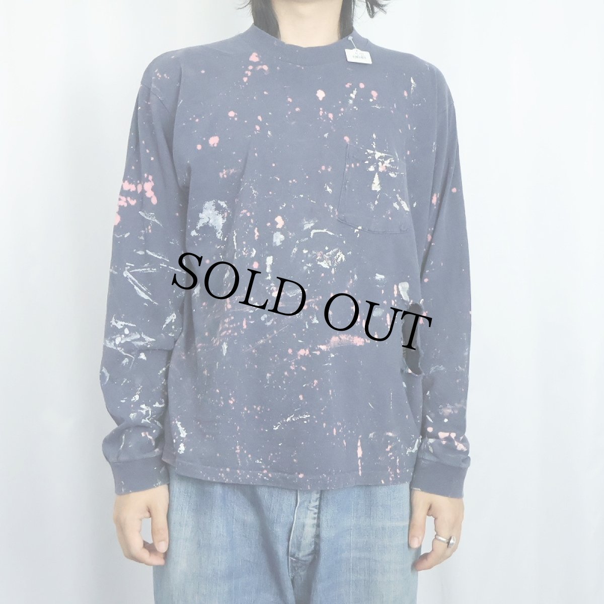 画像3: 70's Ferrari USA製 ペンキペイント ラメプリント ポケットTシャツ NAVY (3)