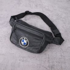 画像1: BMW 自動車メーカー レザーウエストバッグ BLACK (1)