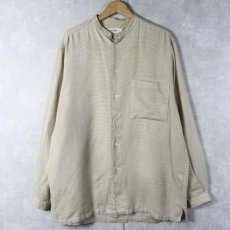 画像1: 90's Calvin Klein 柄織 バンドカラーシャツ L (1)