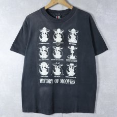 画像1: 90's USA製 "HISTORY OF MOOVIES" パロディプリントTシャツ L (1)