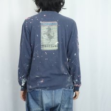 画像4: 70's Ferrari USA製 ペンキペイント ラメプリント ポケットTシャツ NAVY (4)
