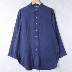 画像1: SOUTH STREET LINEN リネンバンドカラーシャツ NAVY (1)