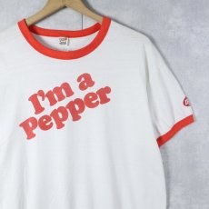 画像1: 70's Dr Pepper USA製 飲料メーカー プリントリンガーTシャツ XL (1)
