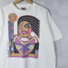 画像1: 90's David Fische USA製 "COYOTE WOMAN" アートプリントTシャツ L (1)