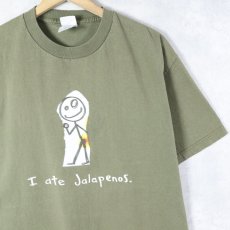 画像1: "I ate Jalapenos." イラストプリントTシャツ L (1)