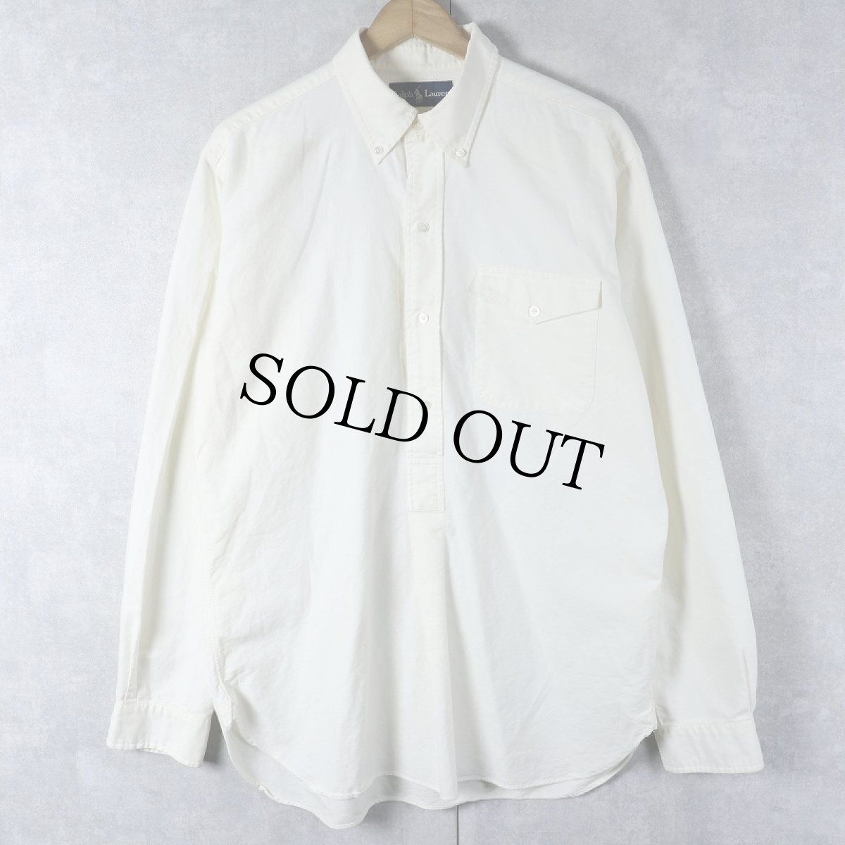 画像1: Ralph Lauren 3点留め× マチ付き コットンプルオーバーボタンダウンシャツ M (1)