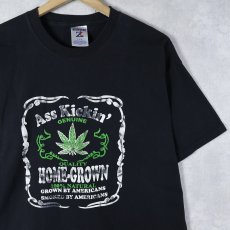 画像1: 2000's "ASS KICKIN' HOME-GROWN" ガンジャプリントTシャツ BLACK L (1)
