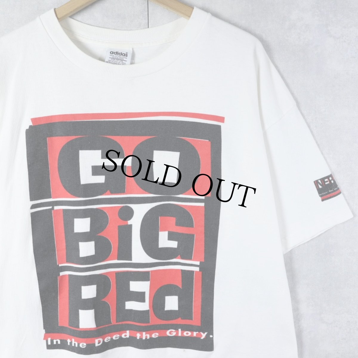 画像1: 90's adidas USA製 "GO BIG RED NEBRASKA" プリントTシャツ L (1)