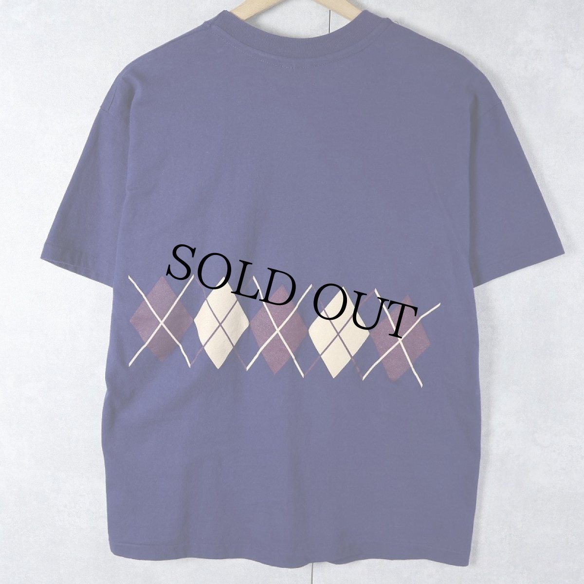 画像2: 90's USA製 アーガイル柄 プリントTシャツ NAVY XL (2)