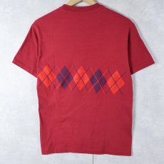画像2: 90's USA製 アーガイル柄 プリントTシャツ S (2)