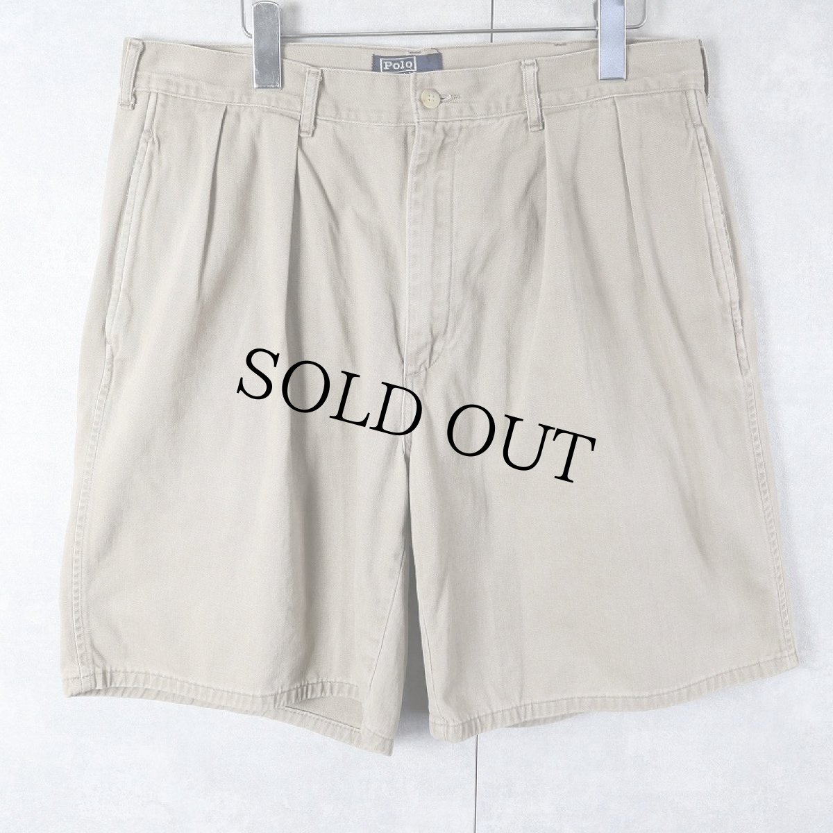 画像1: 90's POLO Ralph Lauren USA製 "POLO CHINO" 2タック チノショーツ W35 (1)