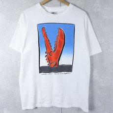 画像1: 90's Eric Hopkins USA製 "Lobster Claw" アートプリントTシャツ M (1)