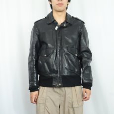 画像2: 80〜90's Schott USA製 "A-2 TYPE" ライナー付き レザーフライトジャケット BLACK (2)