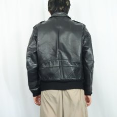 画像3: 80〜90's Schott USA製 "A-2 TYPE" ライナー付き レザーフライトジャケット BLACK (3)