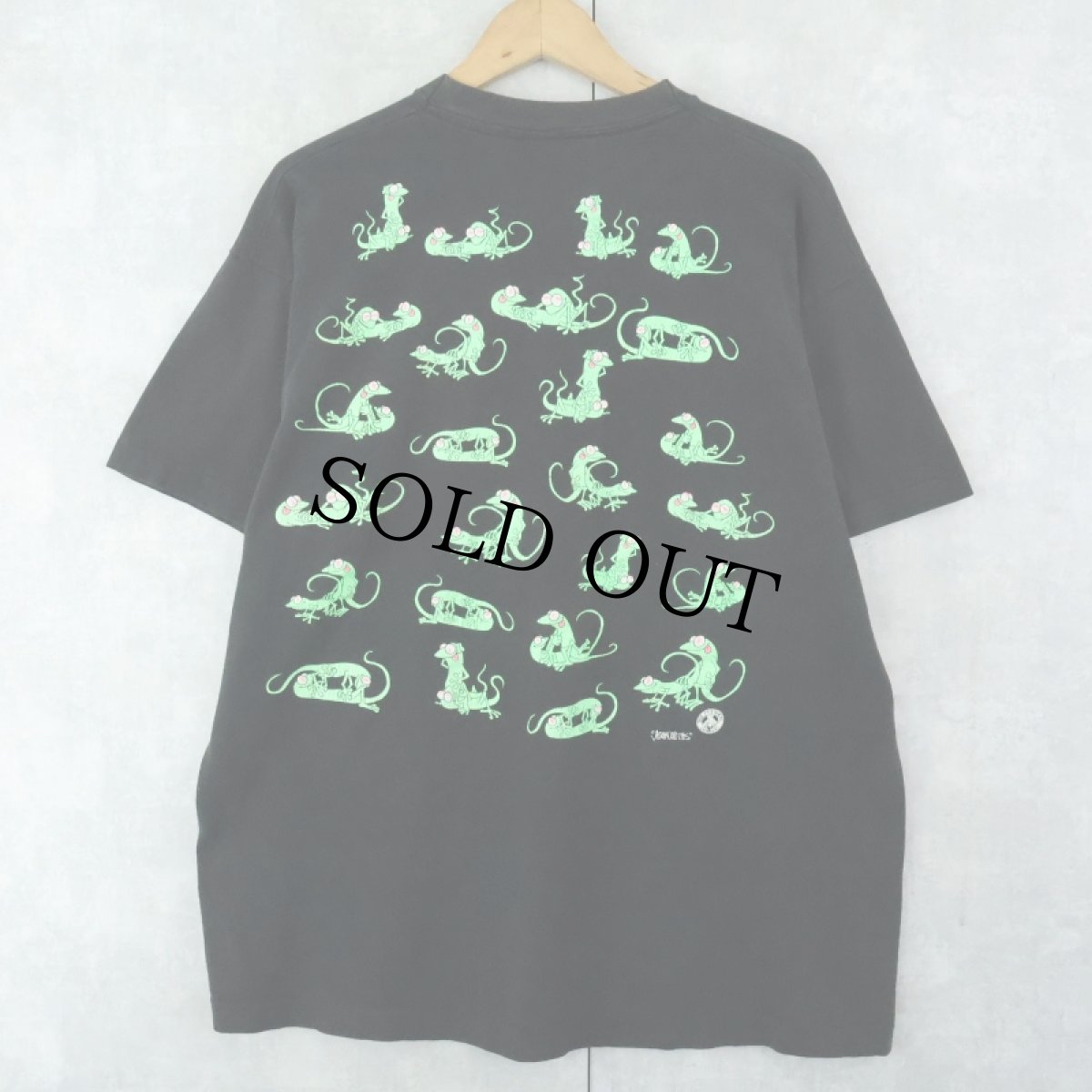 画像2: 90's 四十八手 トカゲ エロプリントTシャツ BLACK (2)