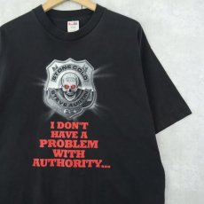 画像1: 90's〜 Stone Cold Steve Austin "I AM THE AUTHORITY!" プロレスラープリントTシャツ BLACK XL (1)