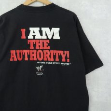 画像2: 90's〜 Stone Cold Steve Austin "I AM THE AUTHORITY!" プロレスラープリントTシャツ BLACK XL (2)