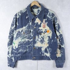 画像2: 70's Lee USA製 ブリーチ加工 ハンドペイント コットンジャケット L (2)