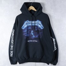 画像1: METTALICA "RIDE THE LIGHTNING" ヘヴィメタルバンド アルバムプリント スウェットフーディー BLACK L (1)