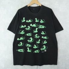 画像1: 90's 四十八手 トカゲ エロプリントTシャツ BLACK (1)