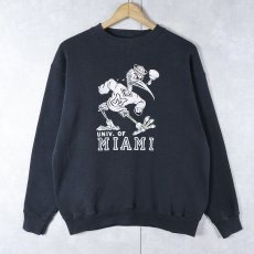 画像1: 〜80's "UNIV. OF MIAMI" フロッキープリントスウェット BLACK (1)